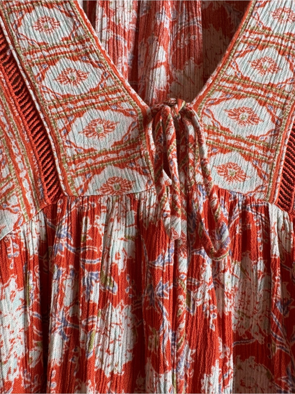 Free People Boho Floral Printed Tunic Top Bell Sleeve Medium - Picture 4 of 9